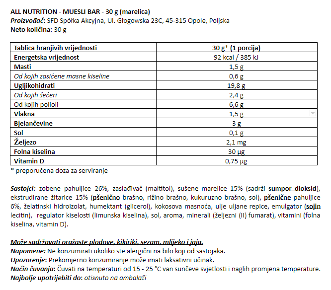 Muesli Bar - 30 g