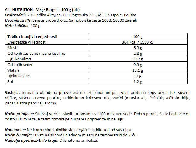 Vege Burger - 100 g