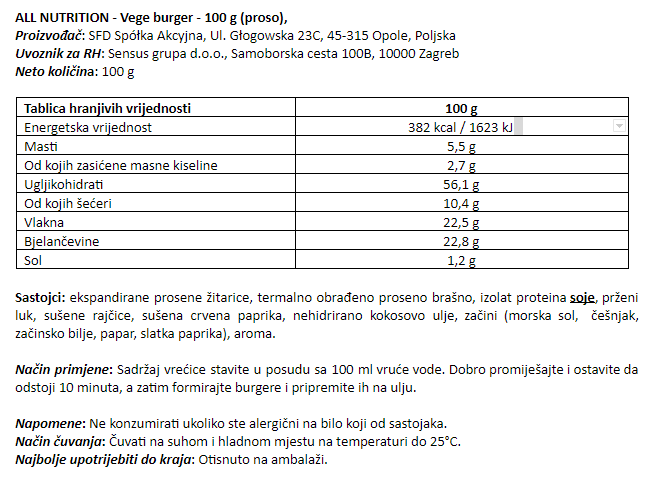 Vege Burger - 100 g