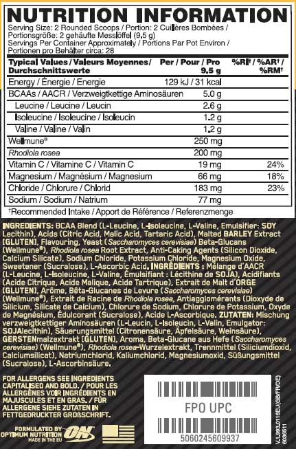 Gold Standard BCAA Train + Sustain - 266 g