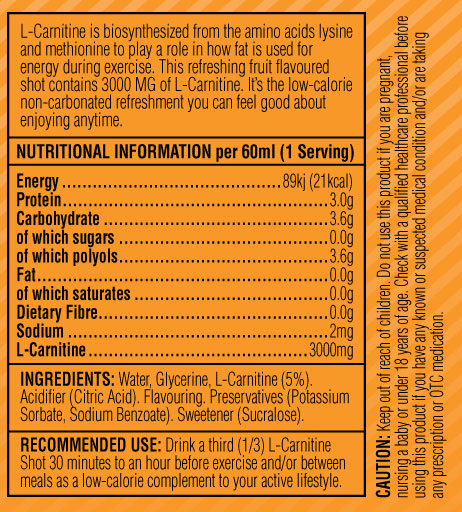 L-carnitine Shot 3000 mg - 12 x 60 ml