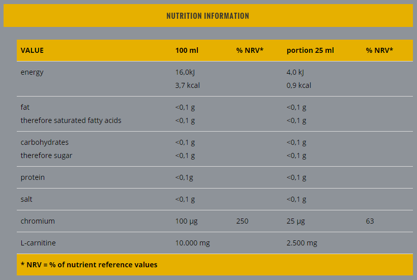 L-Carnitine 2.500 Chromium Shots - 20 x 25 ml