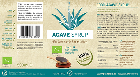 Bio 100% Agavin sirup - 500 ml